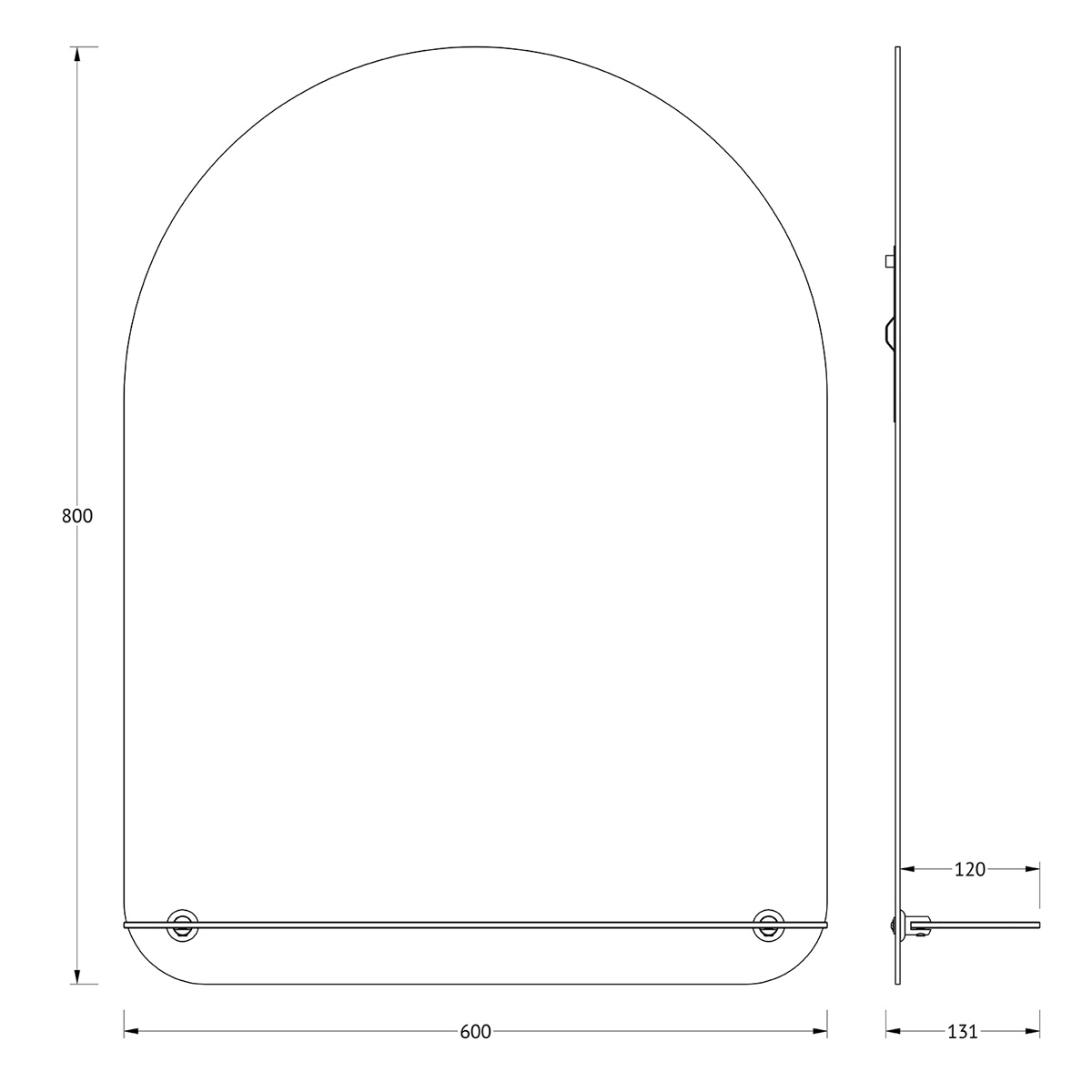 Veidrodis su lentynėle 60x80 cm, užapvalintas, BY 0513 - Image 2
