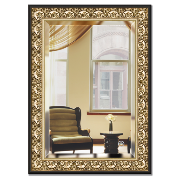 Veidrodis su rėmu auksinis