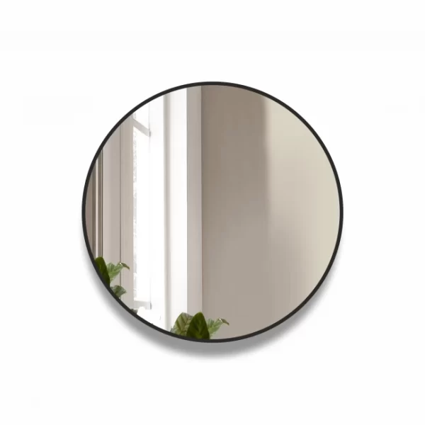 Apvalus veidrodis su juodu remu