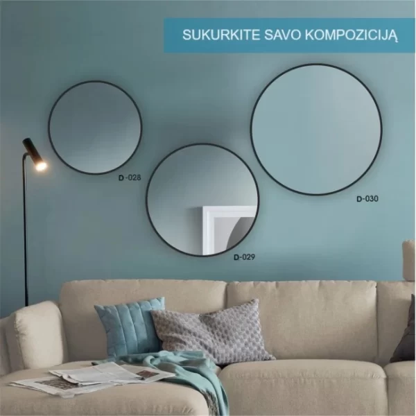 Apvalus veidrodziai su juodu remeliu