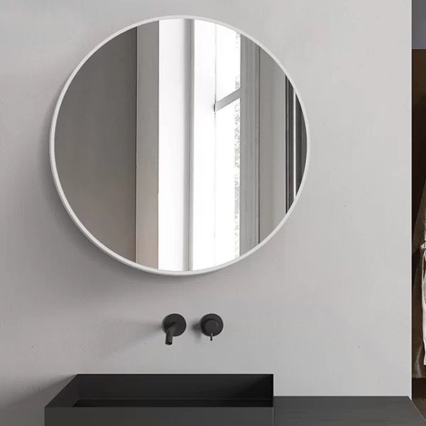 Apvalus veidrodis su baltu remu 90