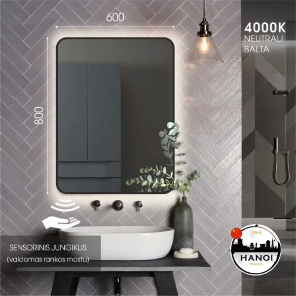 Veidrodis su juodu remu