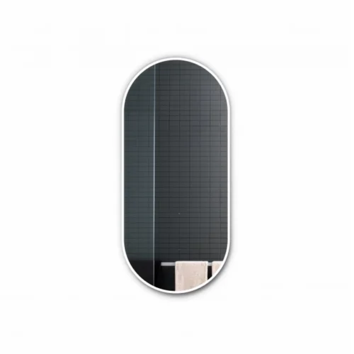 Oval mirror with white frame