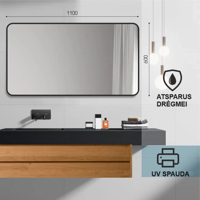 Veidrodis uzapvalintais kampais 110x60