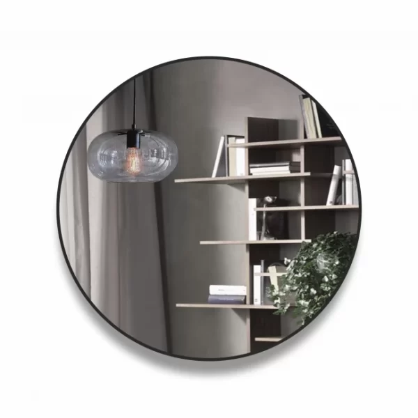 Apvalus veidrodis su juodu remu