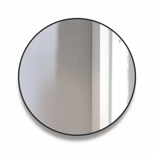 Apvalus veidrodis su juodu remu