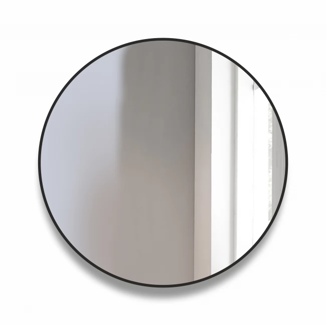 Apvalus veidrodis su juodu remu