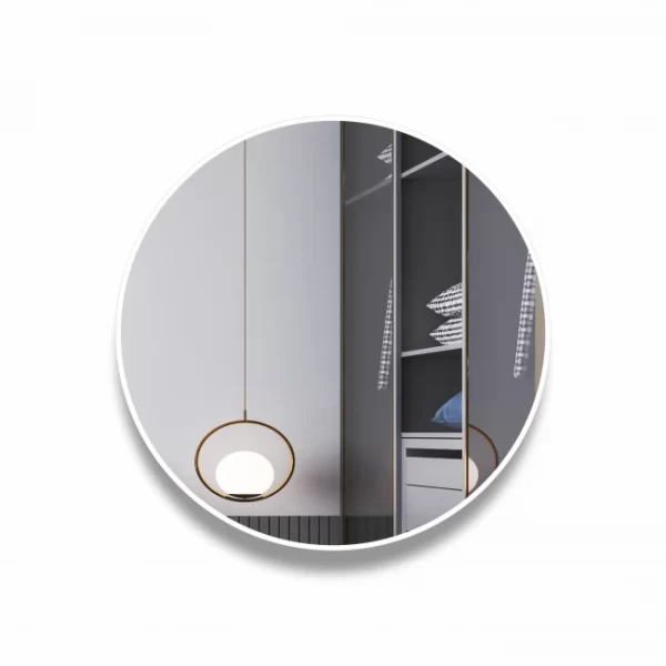 Apvalus veidrodis su baltu rėmeliu 70 cm. D-041