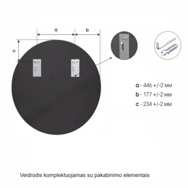 Apvalus veidrodis su baltu remu 80 cm