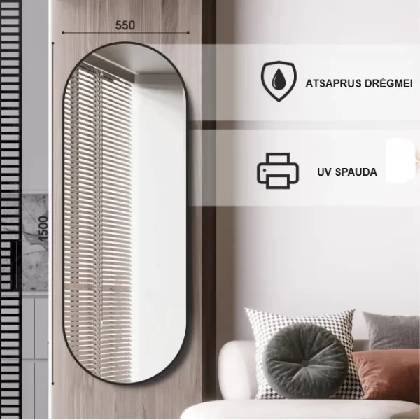 Ovalus veidrodis su juodu remu