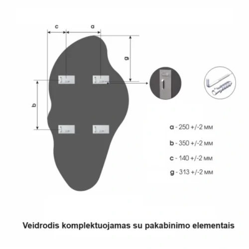 Irregularly shaped mirror 110x60