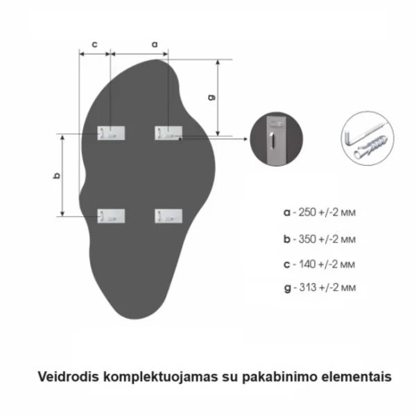 Netaisyklingos formos veidrodis 110x60
