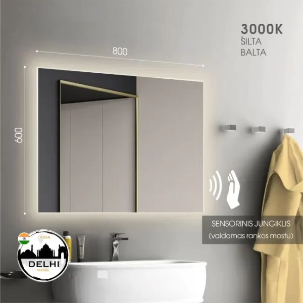 Veidrodis su led 80x60