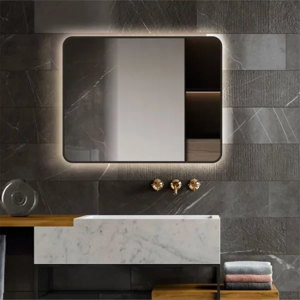 Veidrodis su juodu remu 100x80