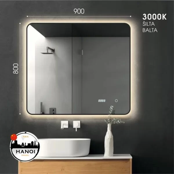 Veidrodis su juodu remu 90x80