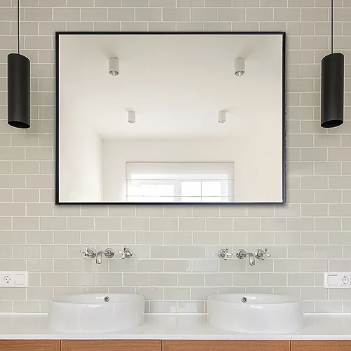 Mirror with black aluminium frame