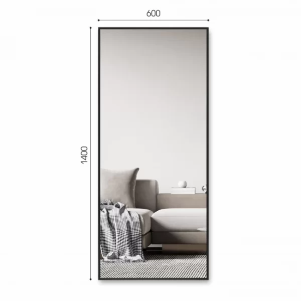 Veidrodis su juodu remeliu 140x60