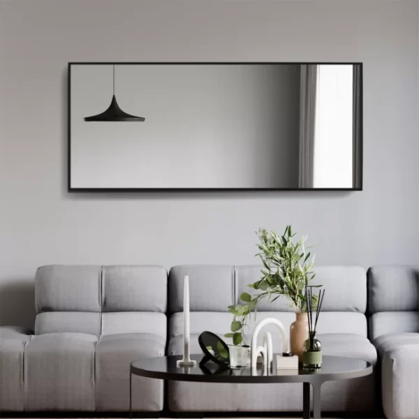 Veidrodis su juodu remeliu 140x60