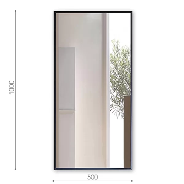 Veidrodis su juodu aliuminio remeliu 100x50