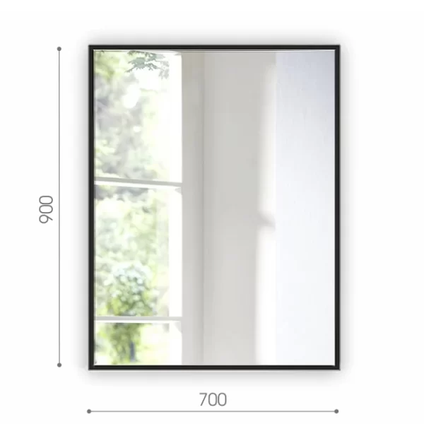 Veidrodis su juodu aliuminio remeliu 90x70