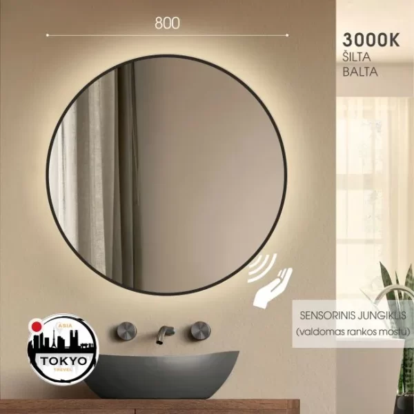 vonios veidrodis su juodu remu