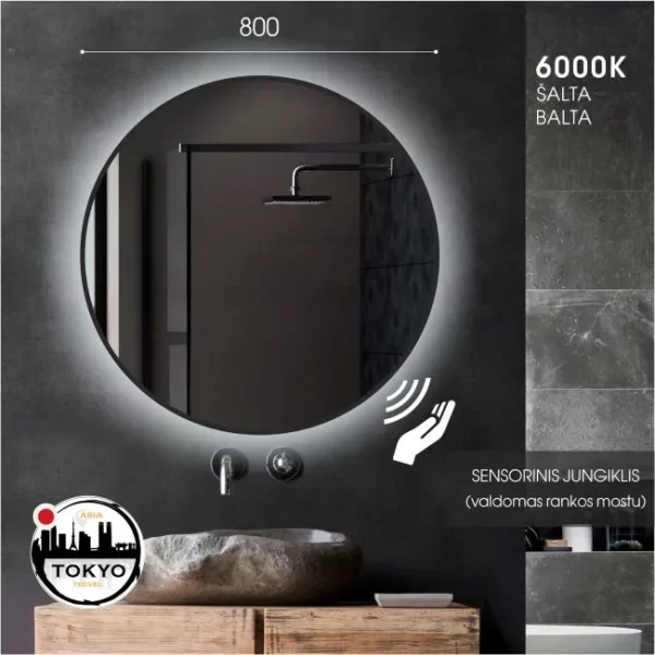 vonios veidrodis su juodu remeliu