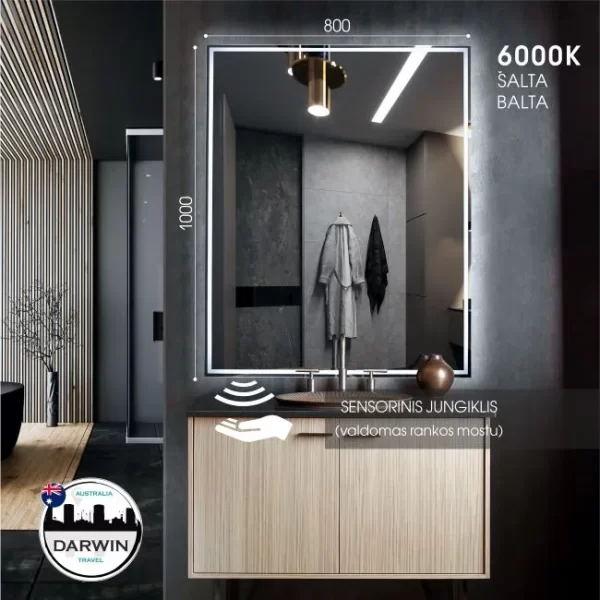 Veidrodis su apsvietimu 100x80