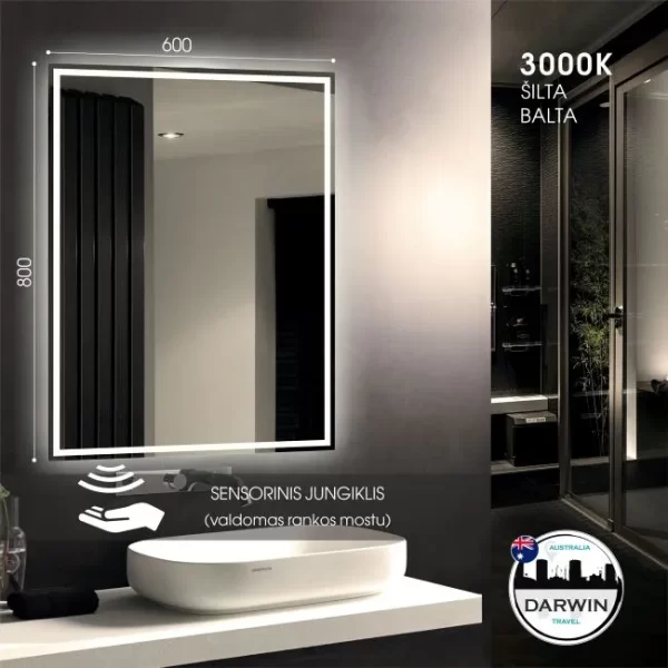 Veidrodis su apsvietimu 80x60