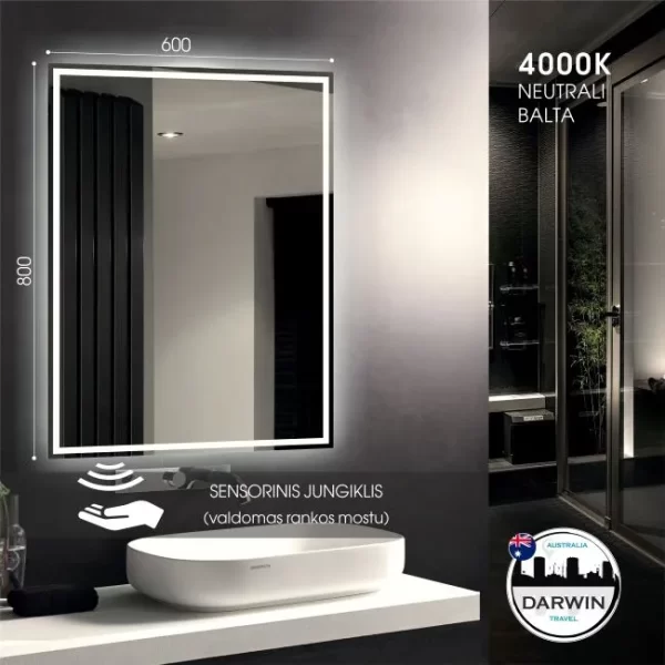 Veidrodis su apsvietimu 80x60