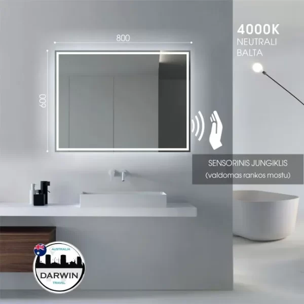 Veidrodis su apsvietimu 80x60