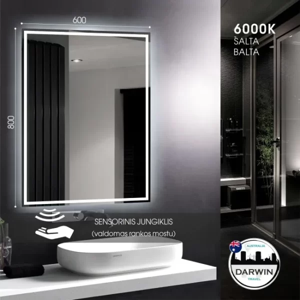 Veidrodis su apsvietimu 80x60