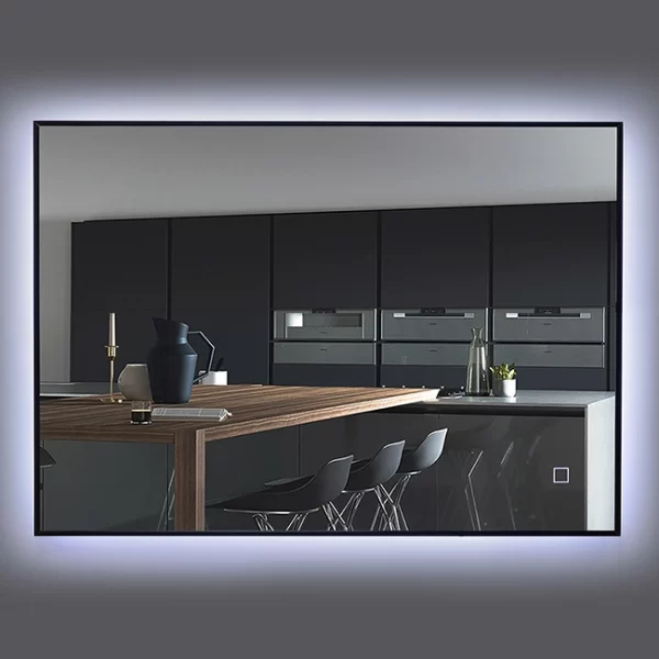 Veidrodis su apsvietimu ir juodu remu 100x70