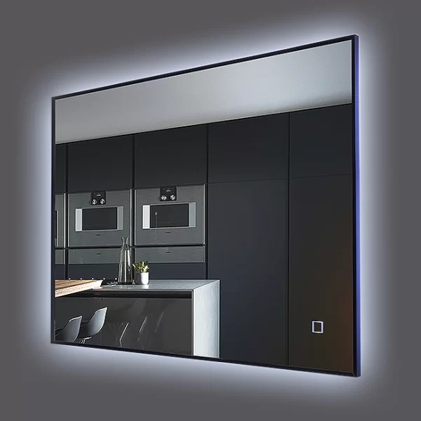 Veidrodis su apsvietimu ir juodu remu 100x70