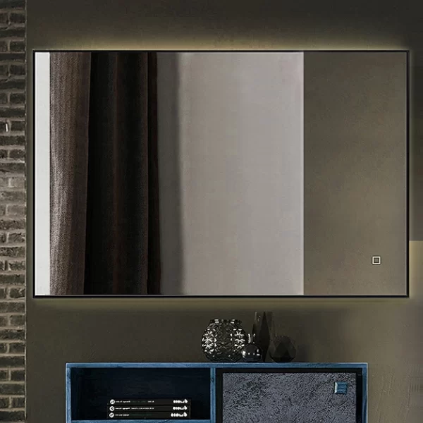 Veidrodis su apsvietimu ir juodu remu 100x70