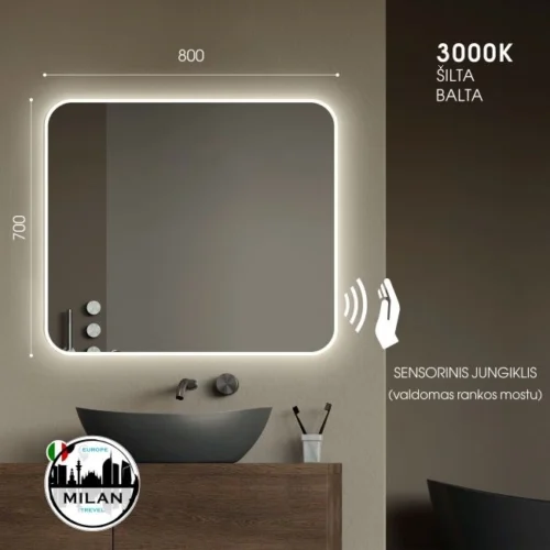 Mirror with rounded corners 80x60