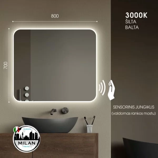 Veidrodis uzapvalintais kampais 80x60