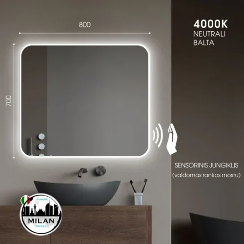 Mirror with rounded corners 80x60