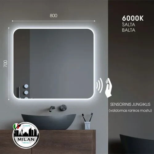 Mirror with rounded corners 80x60