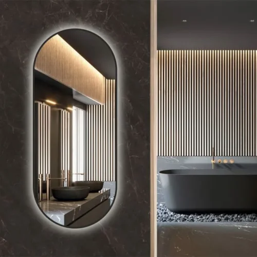 Oval mirror with LED 120x50