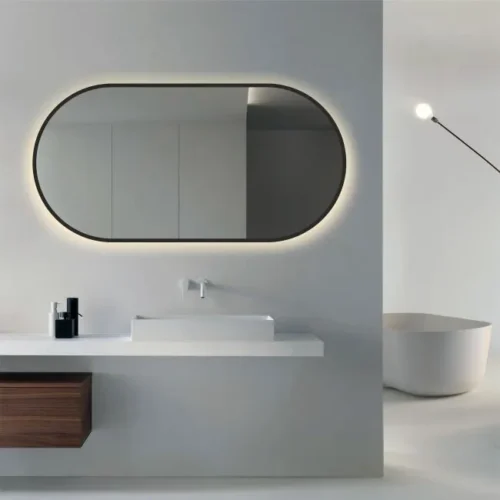 Oval mirror with backlight and black frame 120X60 CM, SEOUL BLACK 12060