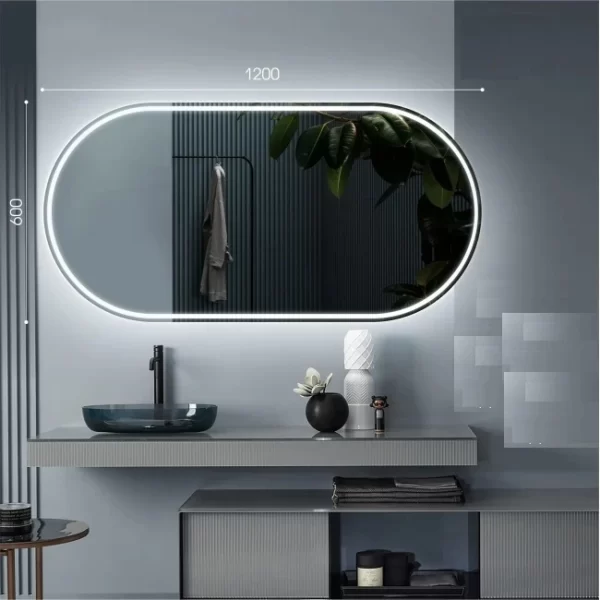 Ovalus veidrodis su LED 120x60