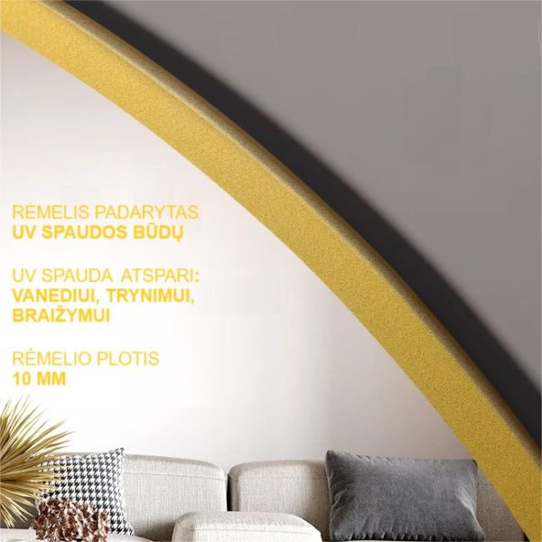 Ovalus veidrodis su auksiniu remeliu