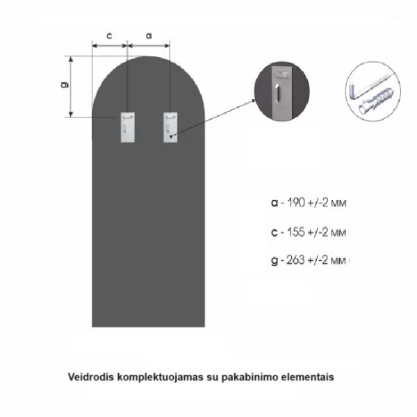 Arkos formos veidrodis 50x110