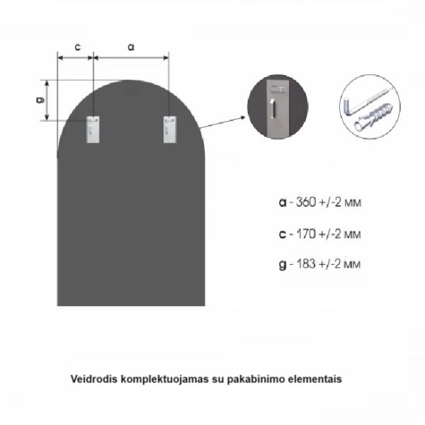 Arkos formos veidrodis 70x100 cm