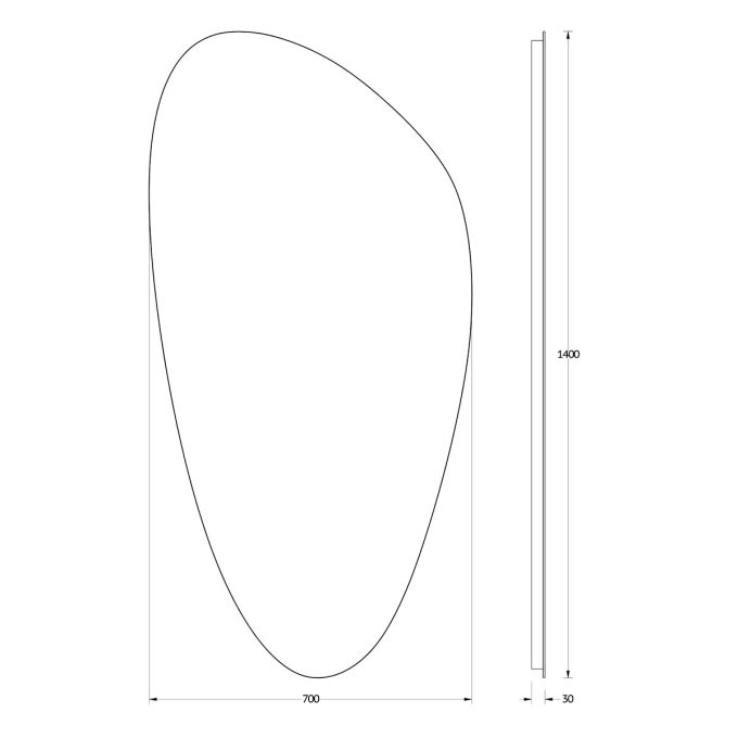Netaisyklingos formos veidrodis su apsvietimu