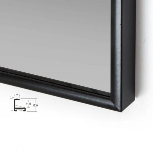 Pastatomas veidrodis su juodu remu