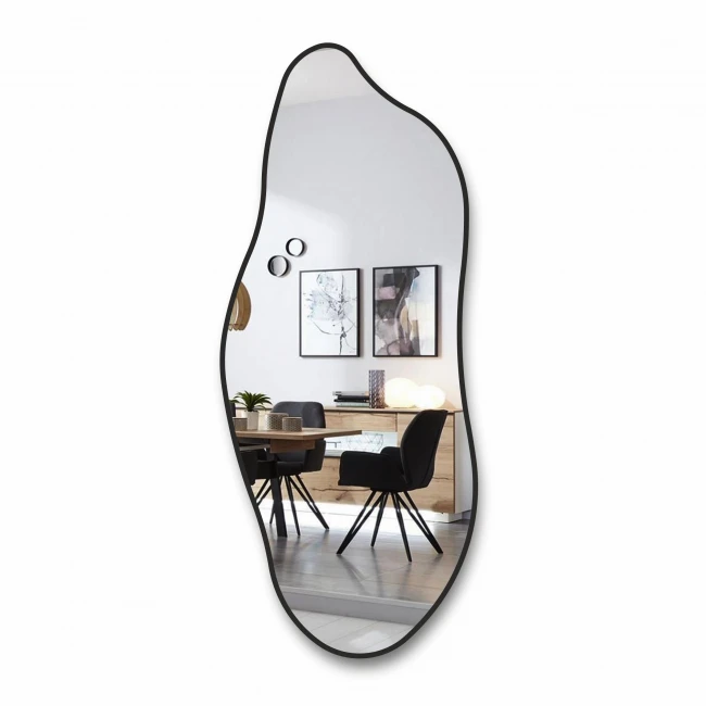 Netaisyklingos formos veidrodis su juodu rėmeliu 62x150 cm