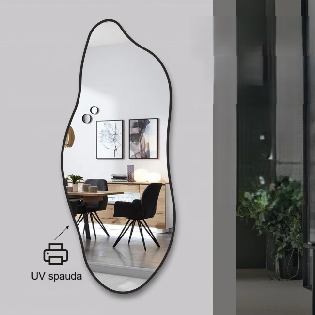 Netaisyklingos formos veidrodis su juodu rėmeliu 62x150 cm